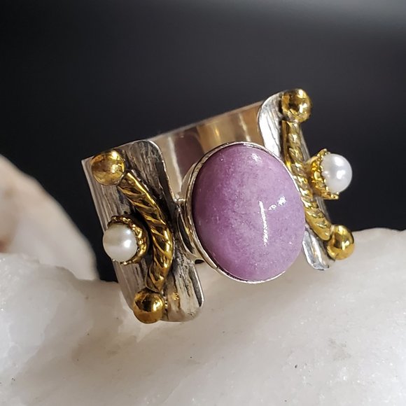 GG Unique Jewelry Jewelry - Solid Sterling Silver 925/14 kt Ring Phosphoside